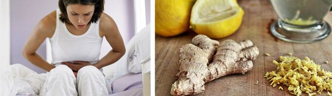 stomach ache with parasites and ginger with lemon to remove it