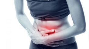 Abdominal pain with tape worm damage